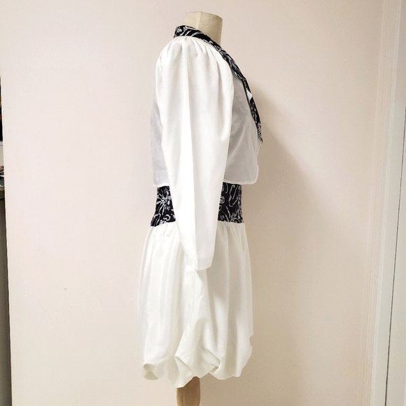 80s Cropped Jacket & Dropped Waist Balloon Dress 2-Piece Set - Picture 3 of 6